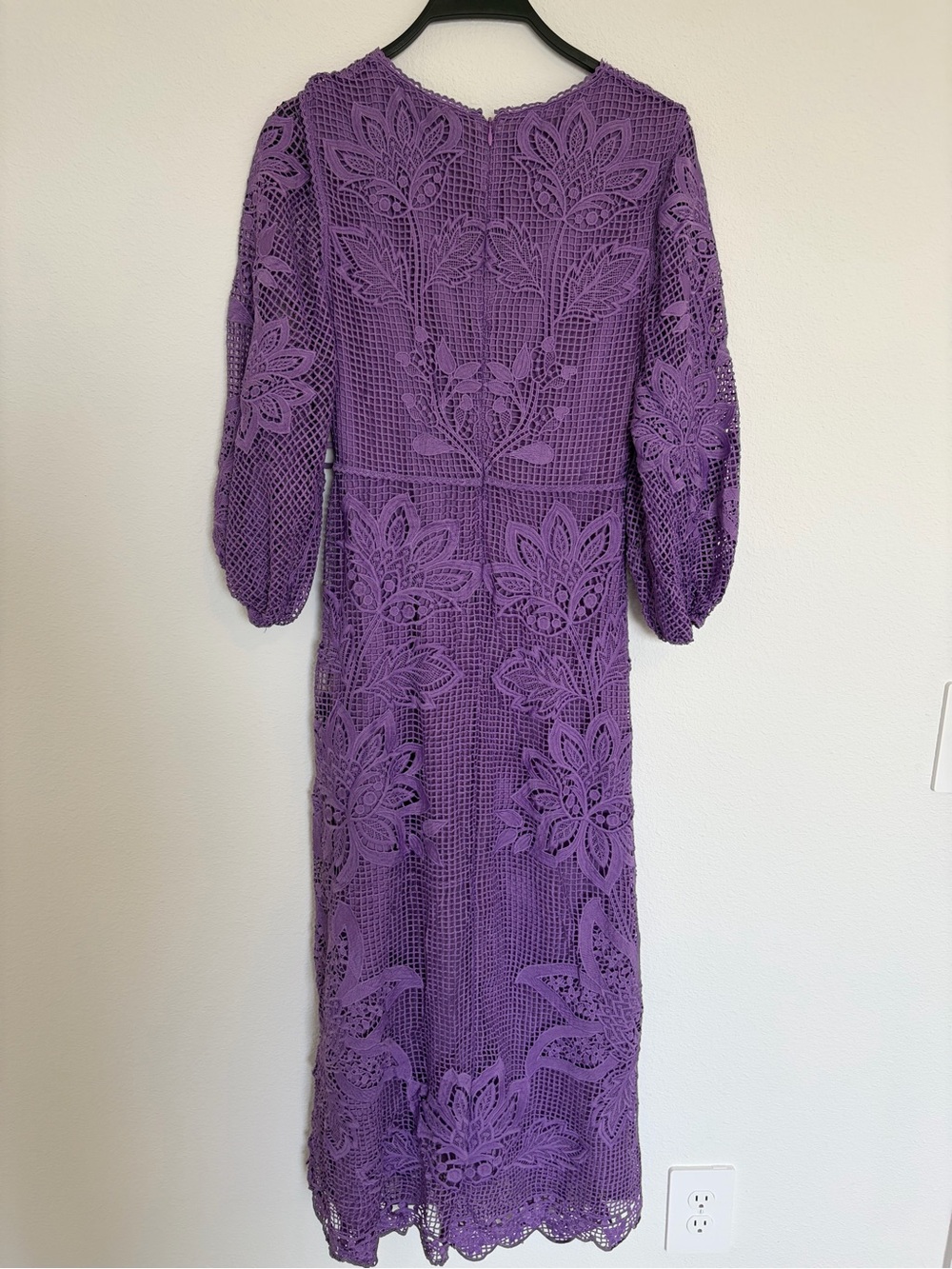 FARM Rio Purple Crochet Midi Dress with Tie Waist - Picture 9 of 9
